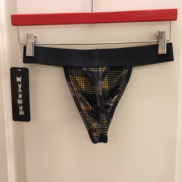 Papi Navy & Yellow Plaid Thong - Small - Picture 3 of 5